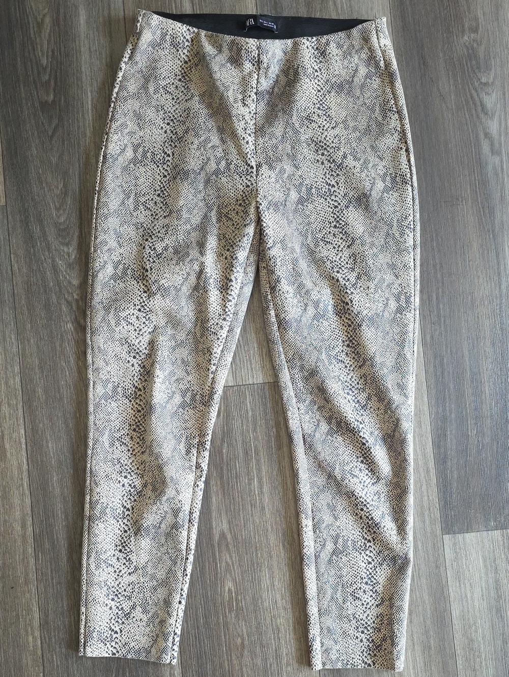 Zara Beige and Black Snake-Effect Trousers